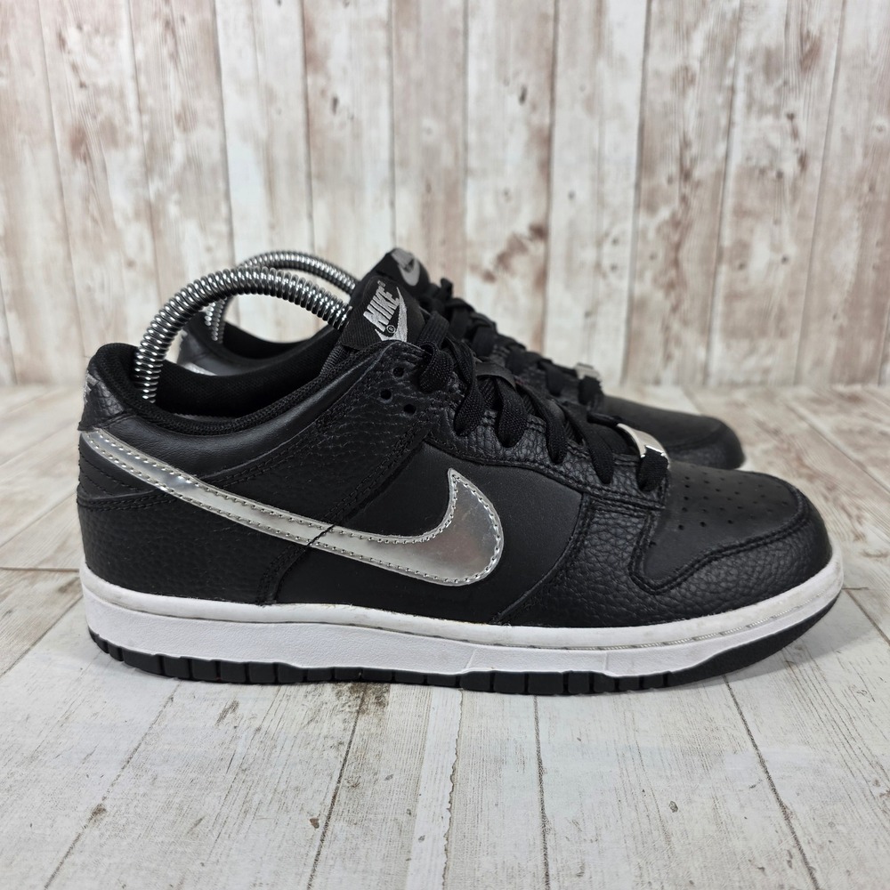 Nike Dunk Low GS Black Metallic Silver Sneakers DC9560-001 Mens 6Y Womens 7.5